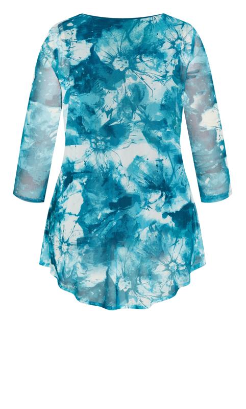 Evans Blue Abstract Floral Open Front Blouse 6