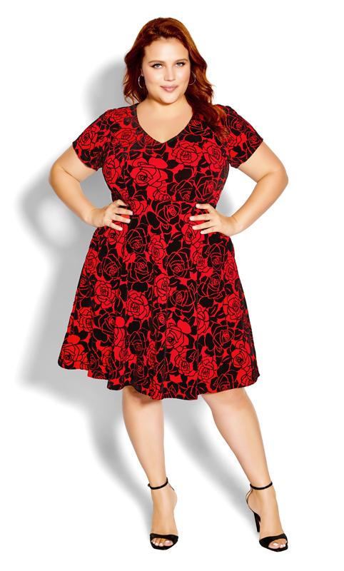 Evans Red Floral Dress 2