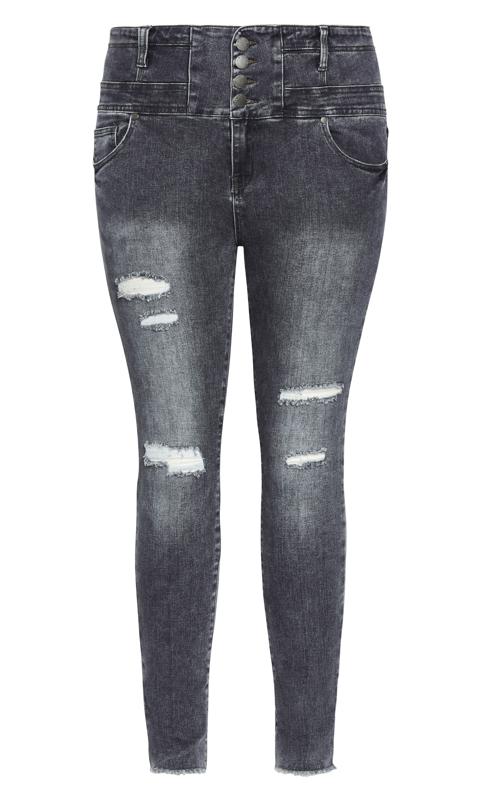 Evans Grey Corset Ripped Skinny Jeans 4