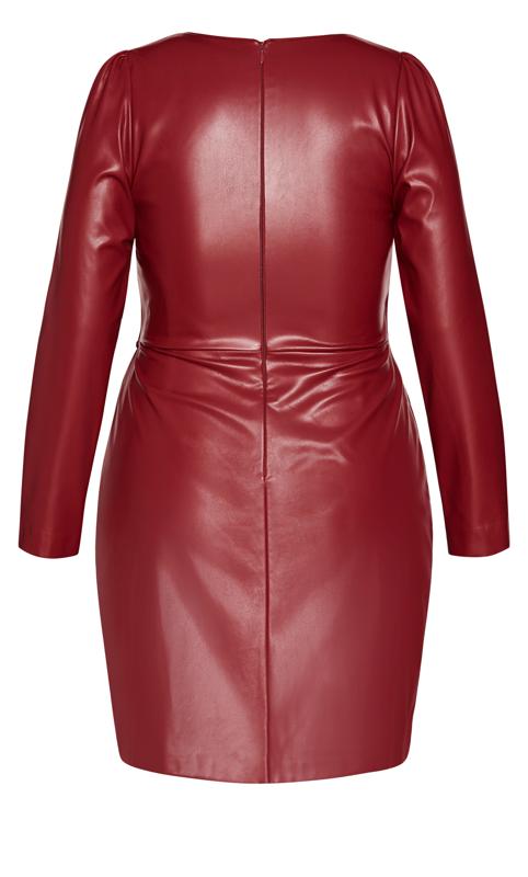 Evans Red Faux Leather Midi Wrap Dress 8