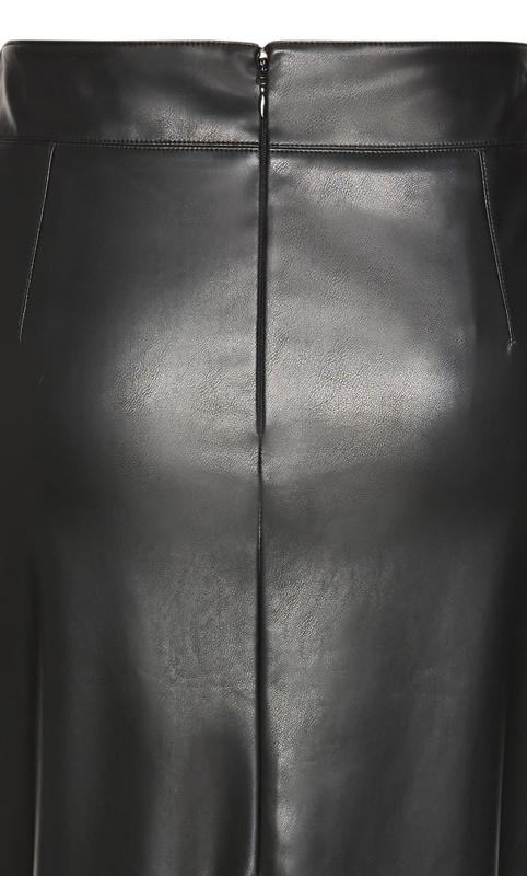 Evans Black Faux Leather Midi Skirt 6