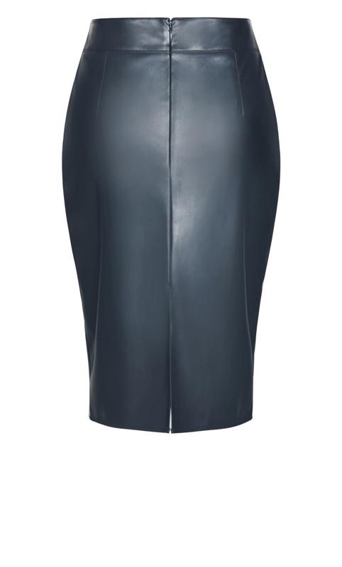 Evans Navy Blue Faux Leather Midi Skirt 12