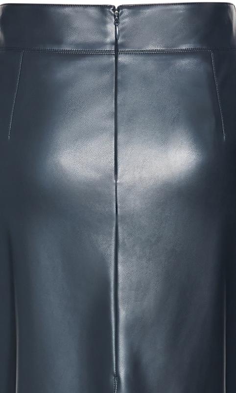 Evans Navy Blue Faux Leather Midi Skirt 13