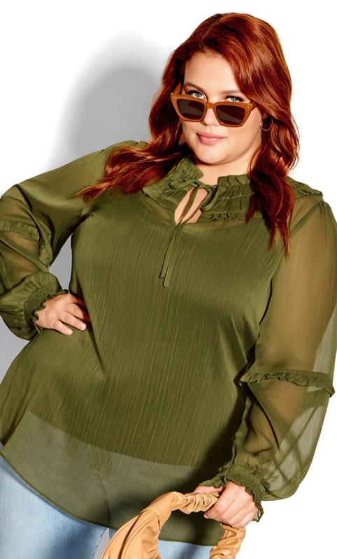 Plus Size  City Chic Green Gypsy Top