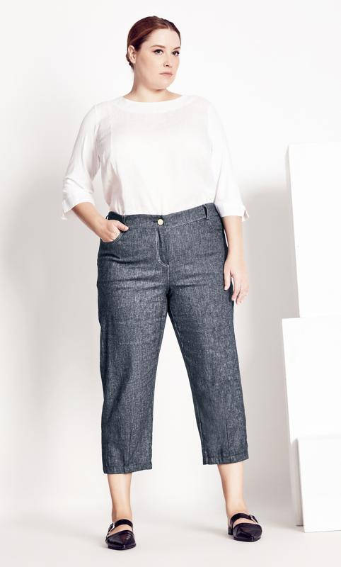 Evans Blue Woven Cropped Trousers 1