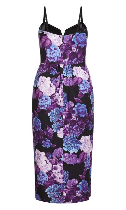 Evans Black & Purple Floral Drape Maxi Dress 6