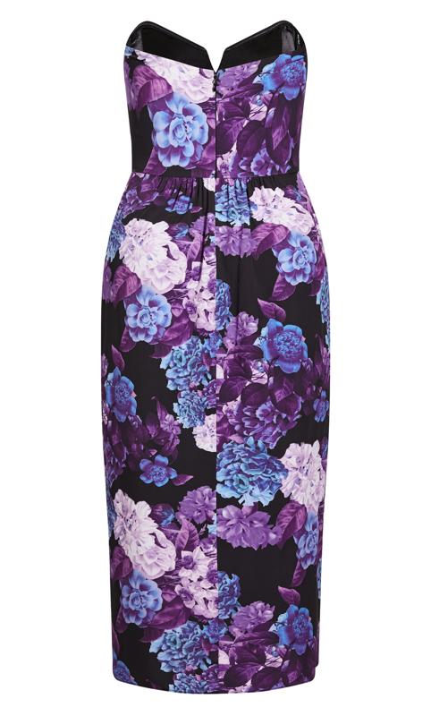 Evans Black & Purple Floral Drape Maxi Dress 8