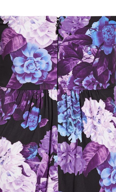Evans Black & Purple Floral Drape Maxi Dress 9