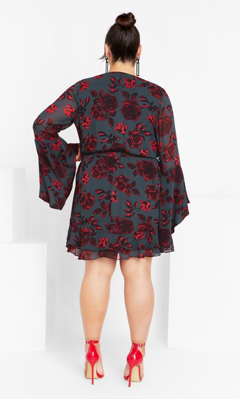 Evans Black & Red Floral Print Wrap Dress 7