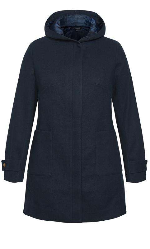 Evans Navy Blue Hooded Formal Coat 5