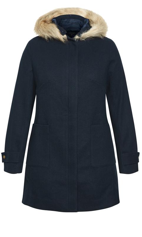 Evans Navy Blue Hooded Formal Coat 14