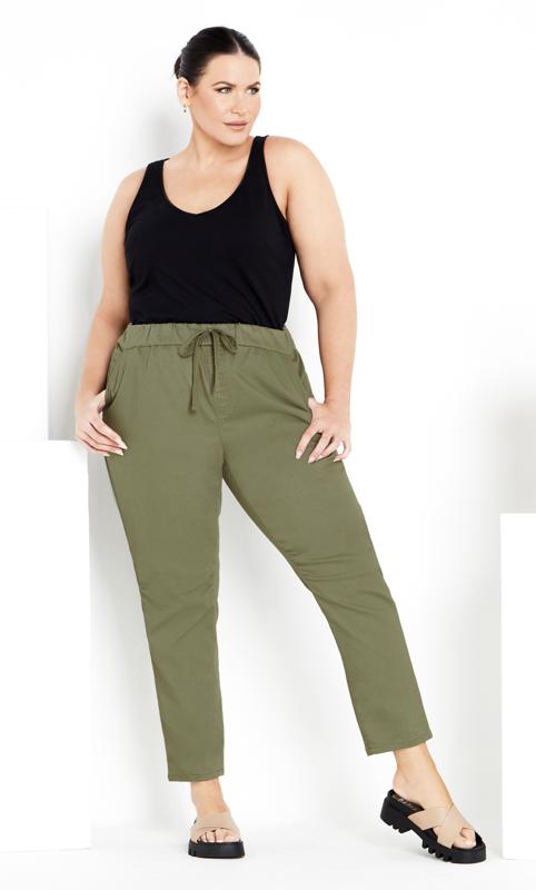  Grande Taille Evans Khaki Tie Waist Tapered Trousers