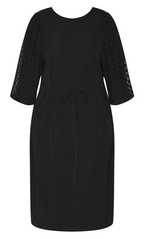 Evans Black Midi Dress Lace Detail Sleeve 2