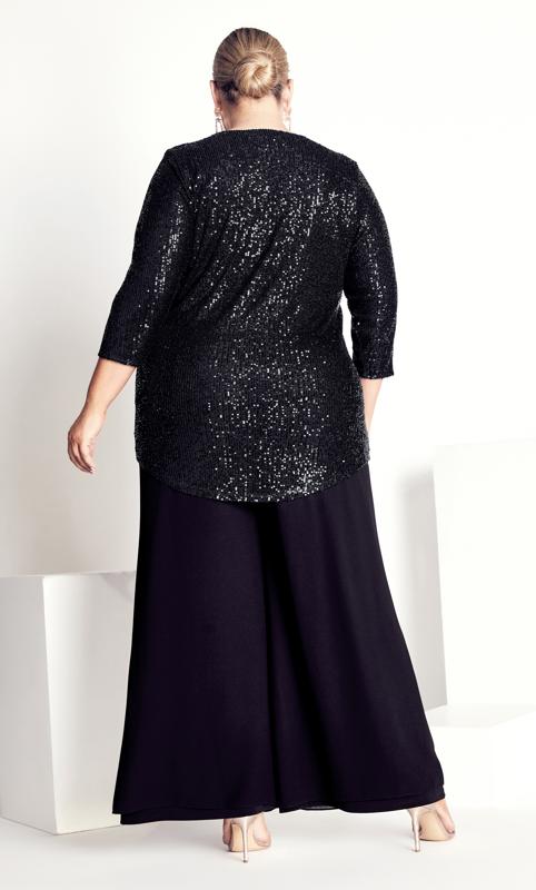Evans Black Sequin Embellished Long Sleeve Top 10