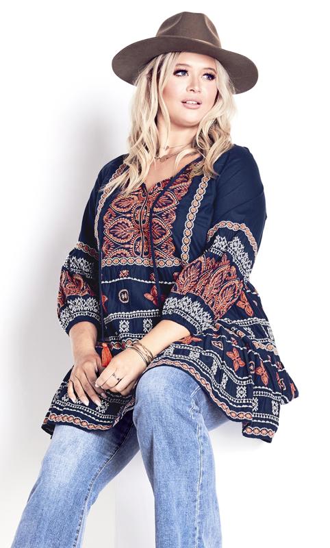 Holly Embroidery Navy Tunic  1