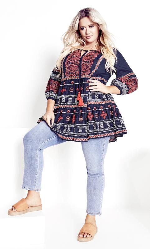 Holly Embroidery Navy Tunic  2