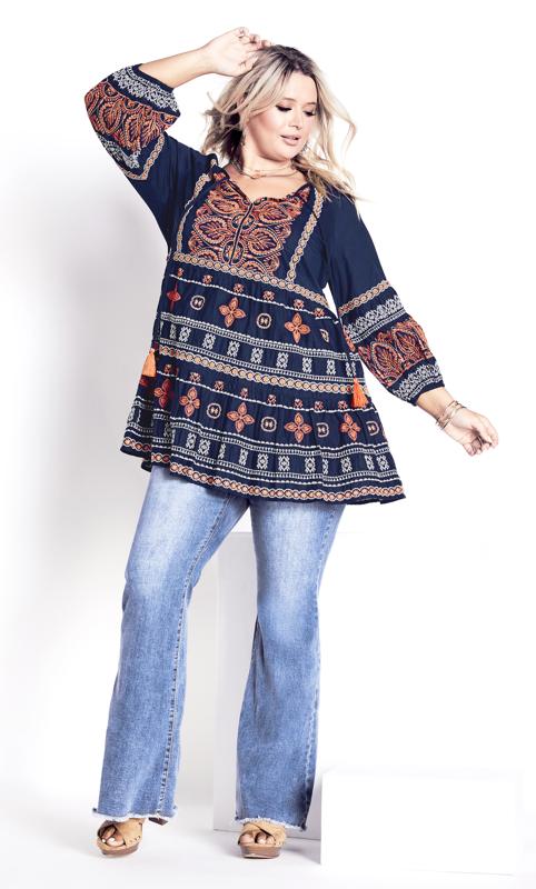 Holly Embroidery Navy Tunic  4