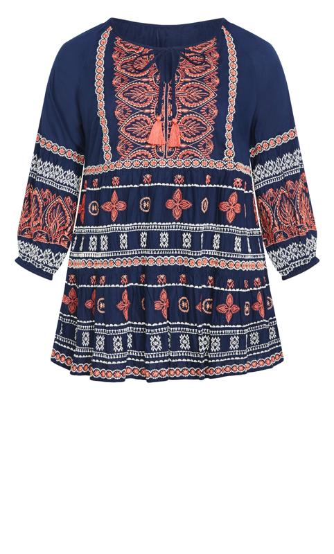 Holly Embroidery Navy Tunic  6