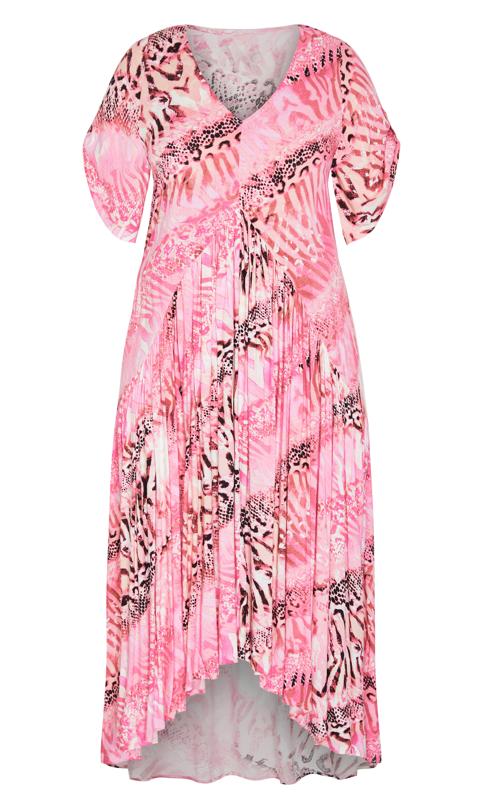 Evans Pink Animal Print Pleated Maxi Dress 4