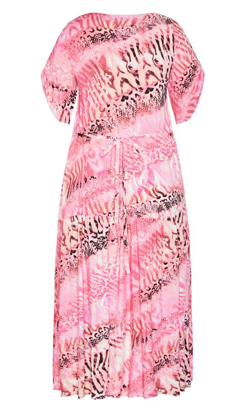 Evans Pink Animal Print Pleated Maxi Dress 5
