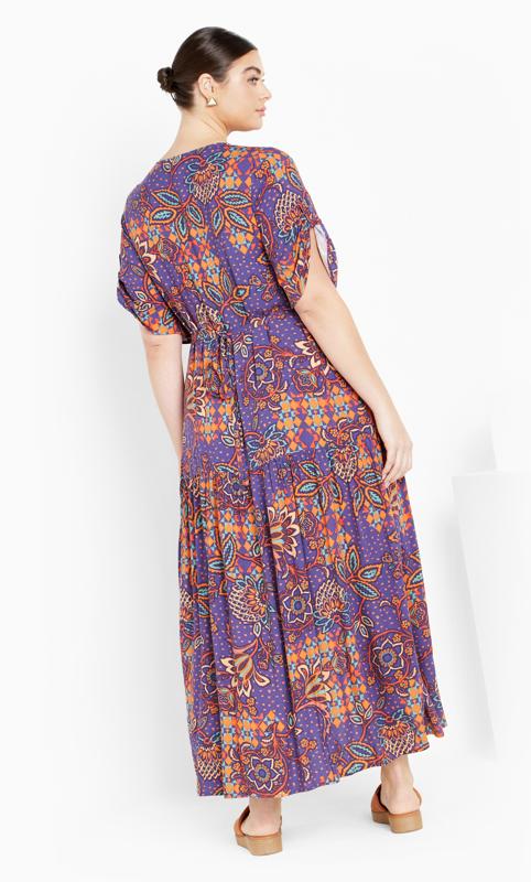 Evans Purple Paisley Print Pleated Maxi Dress 3