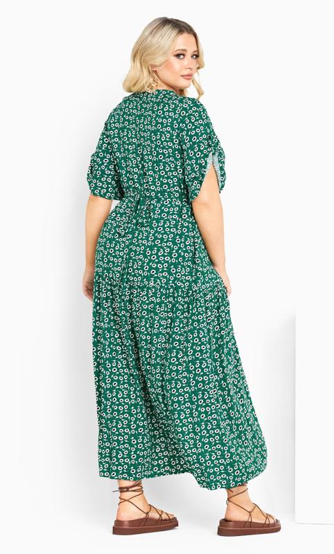 Evans Green Ditsy Print Pleated Maxi Dress 3