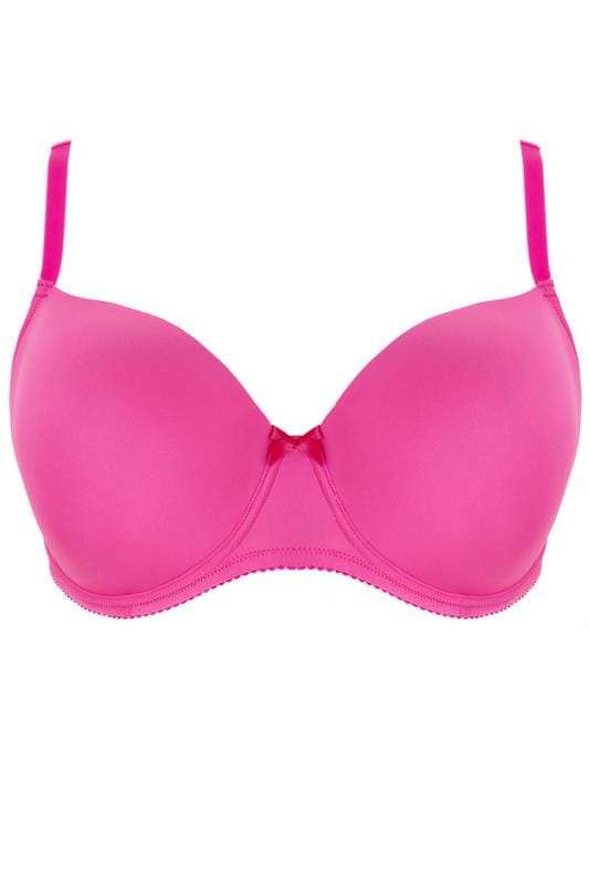 2 PACK Pink Polka Dot & Hot Pink Moulded Balcony T-Shirt Bras | Yours ...