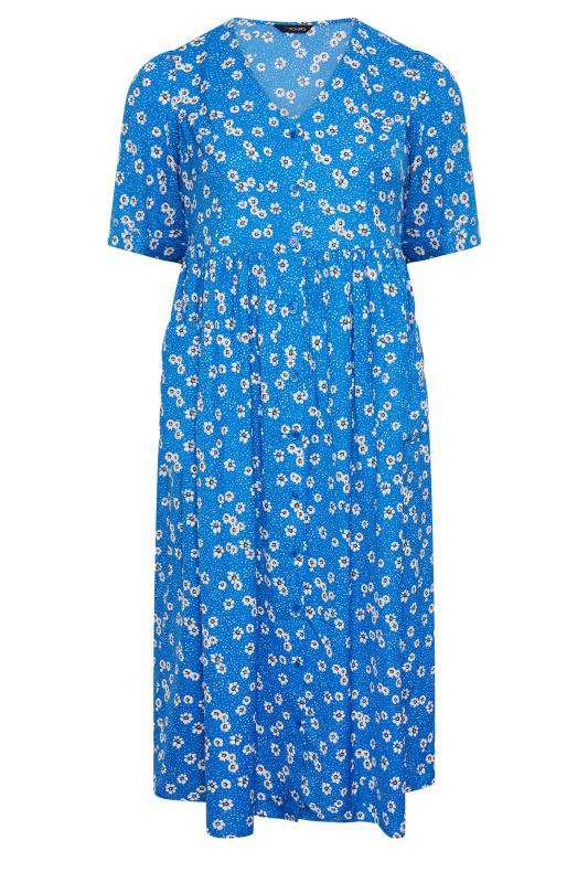 YOURS Plus Size Blue Daisy Print Smock Dress | Yours Clothing 7