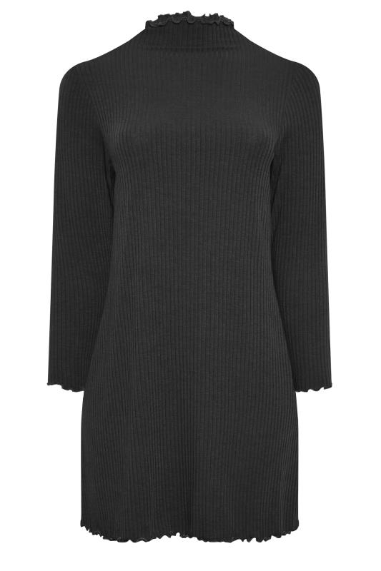 YOURS Curve Plus Size Black Lettuce Edge Tunic Dress | Yours Clothing  6