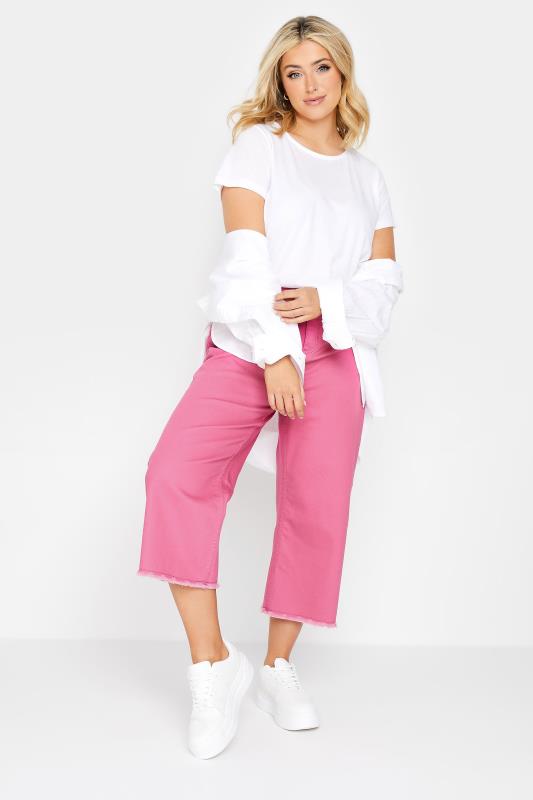 YOURS Plus Size Curve Hot Pink Stretch Cropped Jeans | Yours Clothing  1