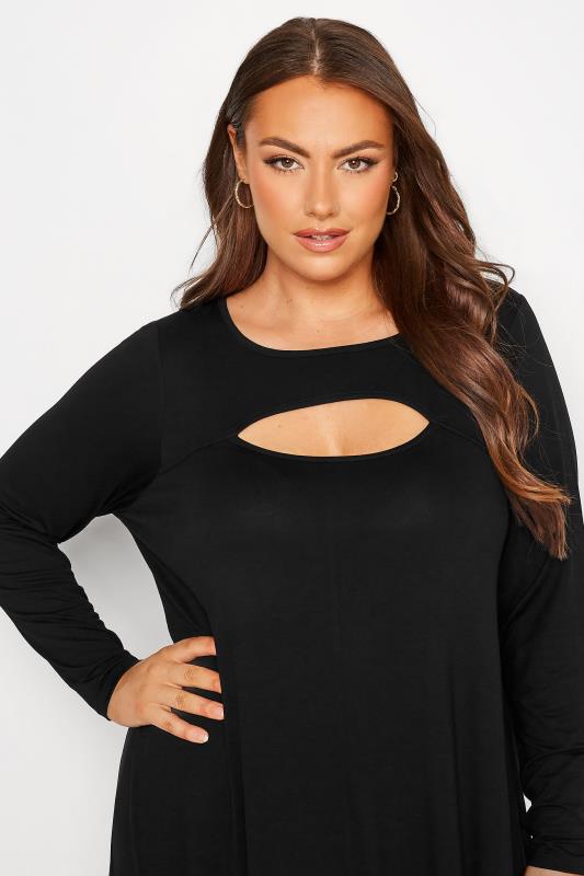Plus Size Black Cut Out Swing Top | Yours Clothing 4