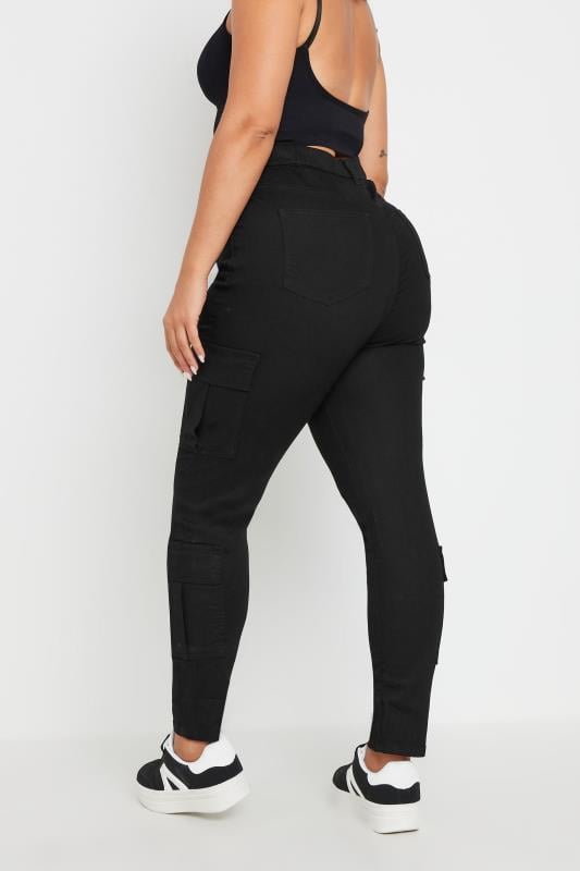 YOURS Plus Size Black Cargo Pocket Jeggings | Yours Clothing 3