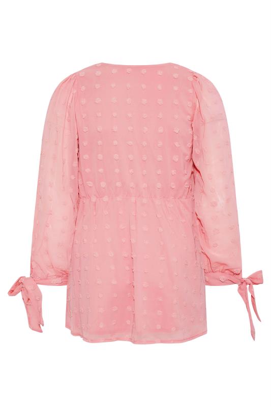 YOURS LONDON Plus Size Pink Spot Wrap Top | Yours Clothing 7