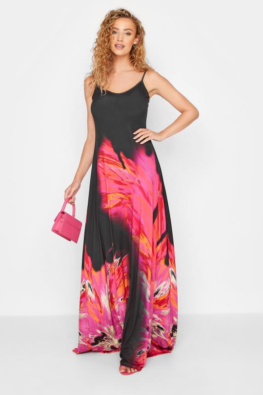LTS Tall Black & Pink Floral Print Maxi Dress 2