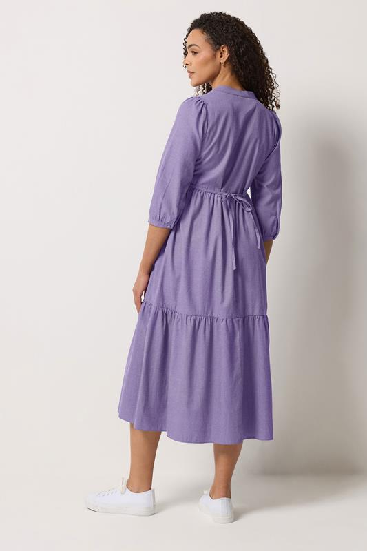 M&Co Purple Fine Stripe Tiered Maxi Dress | M&Co 2