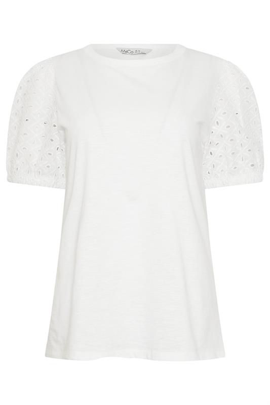 M&Co White Broderie Cotton Puff Sleeve Top | M&Co 5