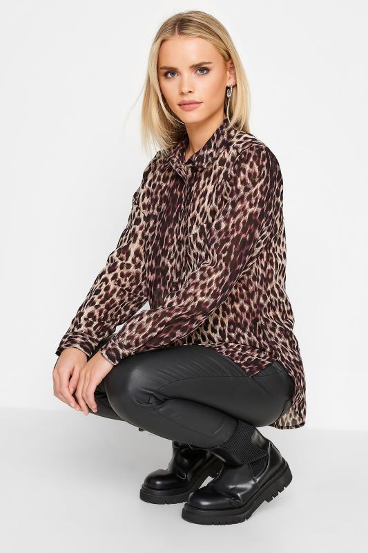 Petite Brown Leopard Print Shirt | PixieGirl 4