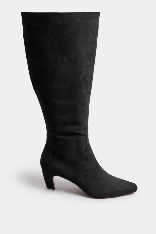 LTS Black Faux Suede Knee High Boots In Standard Fit | Long Tall Sally 3