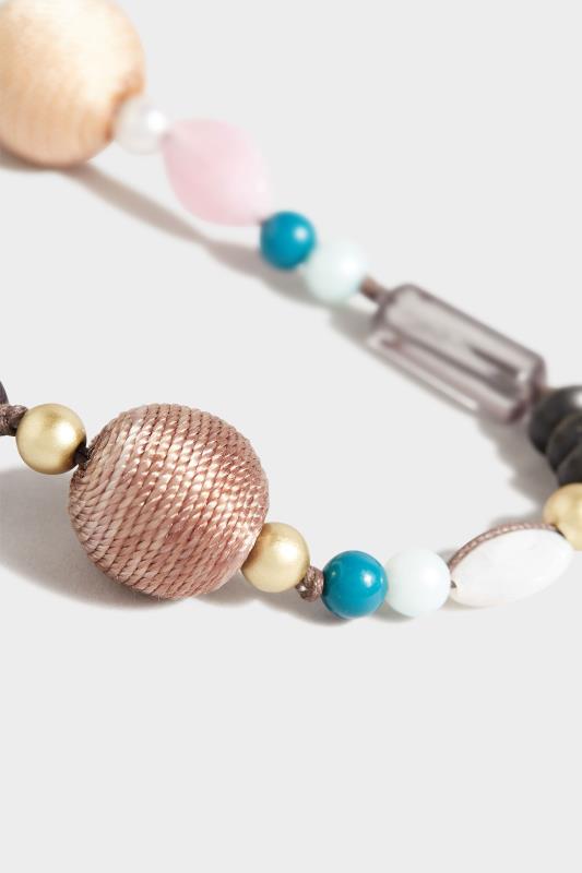 Brown Bow Mixed Bead Necklace | Yours Clothing 3