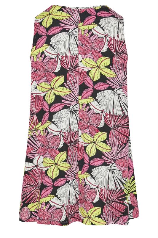 Plus Size Black Tropical Print Swing Vest Top | Yours Clothing 7