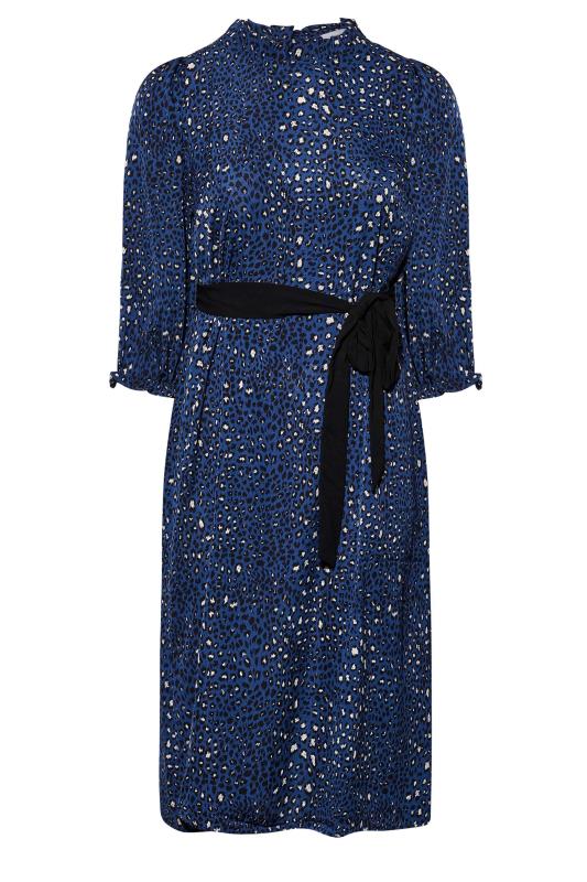 YOURS LONDON Plus Size Blue Animal Print Ruffle Neck Dress | Yours Clothing 6