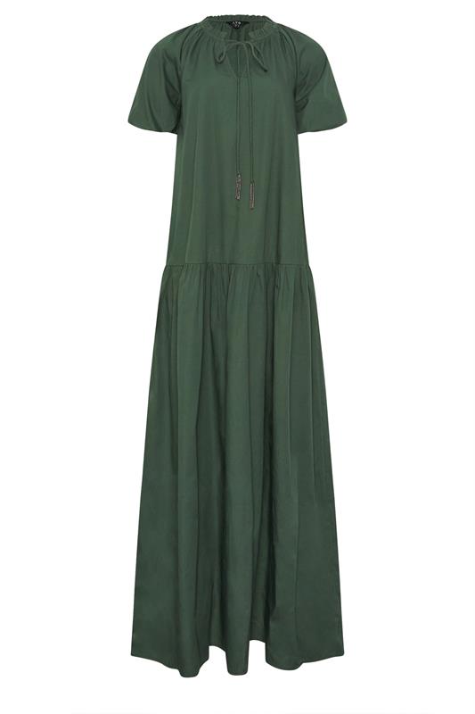 LTS Tall Women's Forest Green Puff Sleeve Cotton Maxi Dress | Long Tall Sally  6