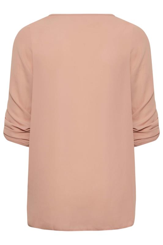 YOURS Plus Size Blush Pink Tab Sleeve Blouse | Yours Clothing 7