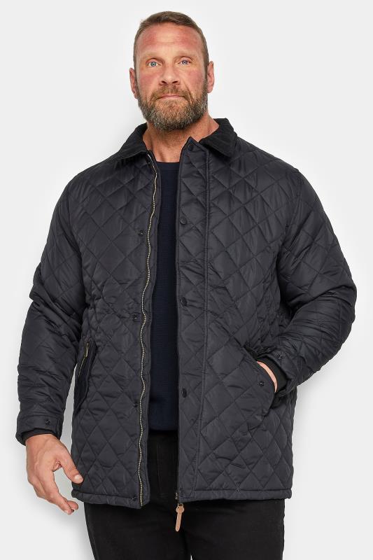 D555 Big & Tall Black Quilted Puffer Coat | BadRhino  1