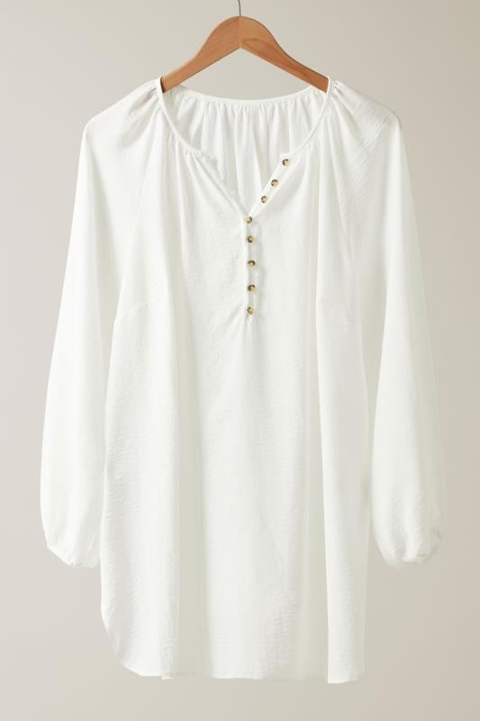 EVANS Plus Size White Button Front Long Sleeve Blouse | Evans 5