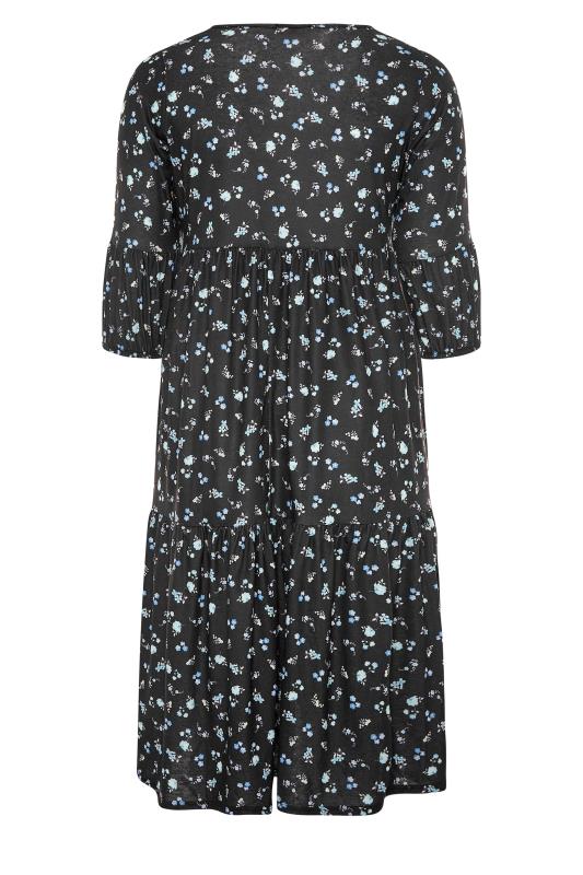 Plus Size BUMP IT UP MATERNITY Black Ditsy Floral Smock Dress | Yours Clothing 6