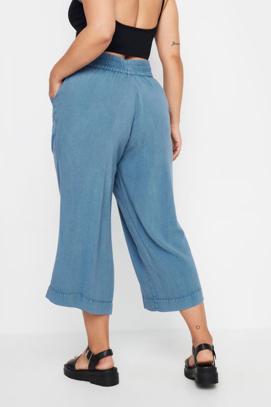 YOURS Plus Size Blue Chambray Culottes | Yours Clothing 4