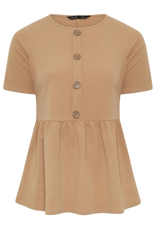 LIMITED COLLECTION Plus Size Natural Brown Peplum Top | Yours Clothing 5