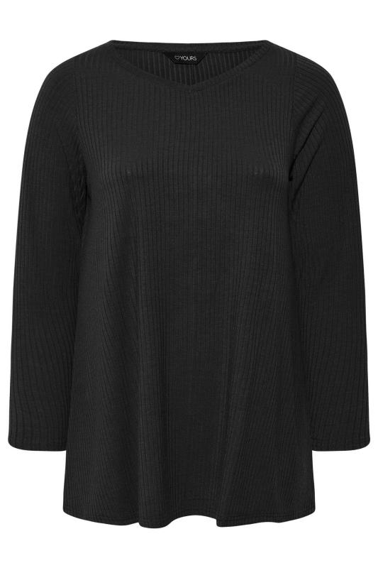 Curve Black Long Sleeve Ribbed Top | Yours Clothing 6