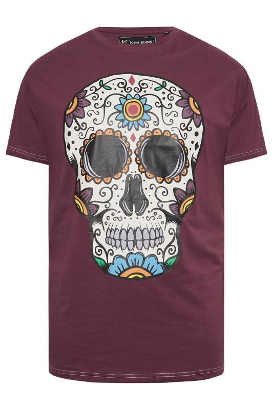 KAM Big & Tall Burgundy Red Skull Printed T-Shirt | BadRhino  3